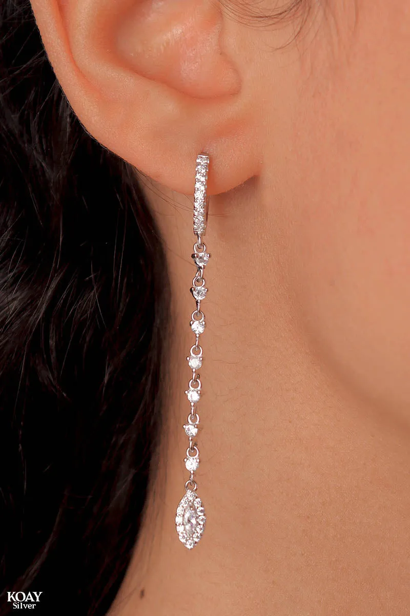 Oval Zircon Chain Earring