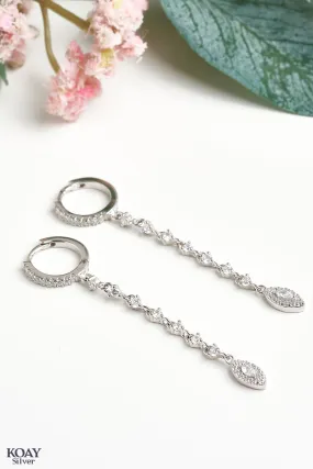 Oval Zircon Chain Earring