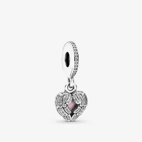 Pandora Angel wings silver dangle with clear cubic zirconia and soft pink enamel #791737CZ