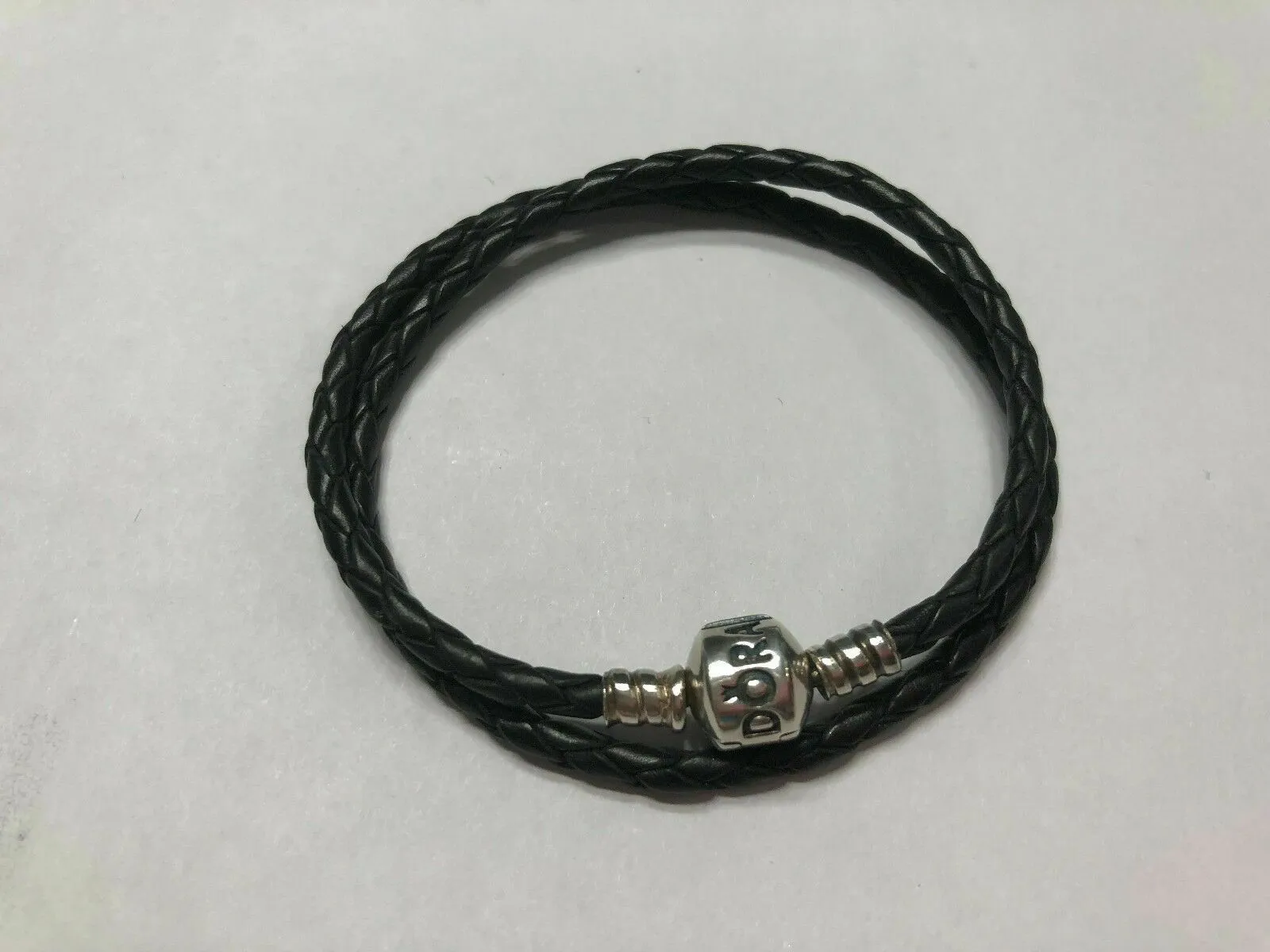 Pandora Moments Double Black Leather Bracelet #590705CBK-D1, 35cm