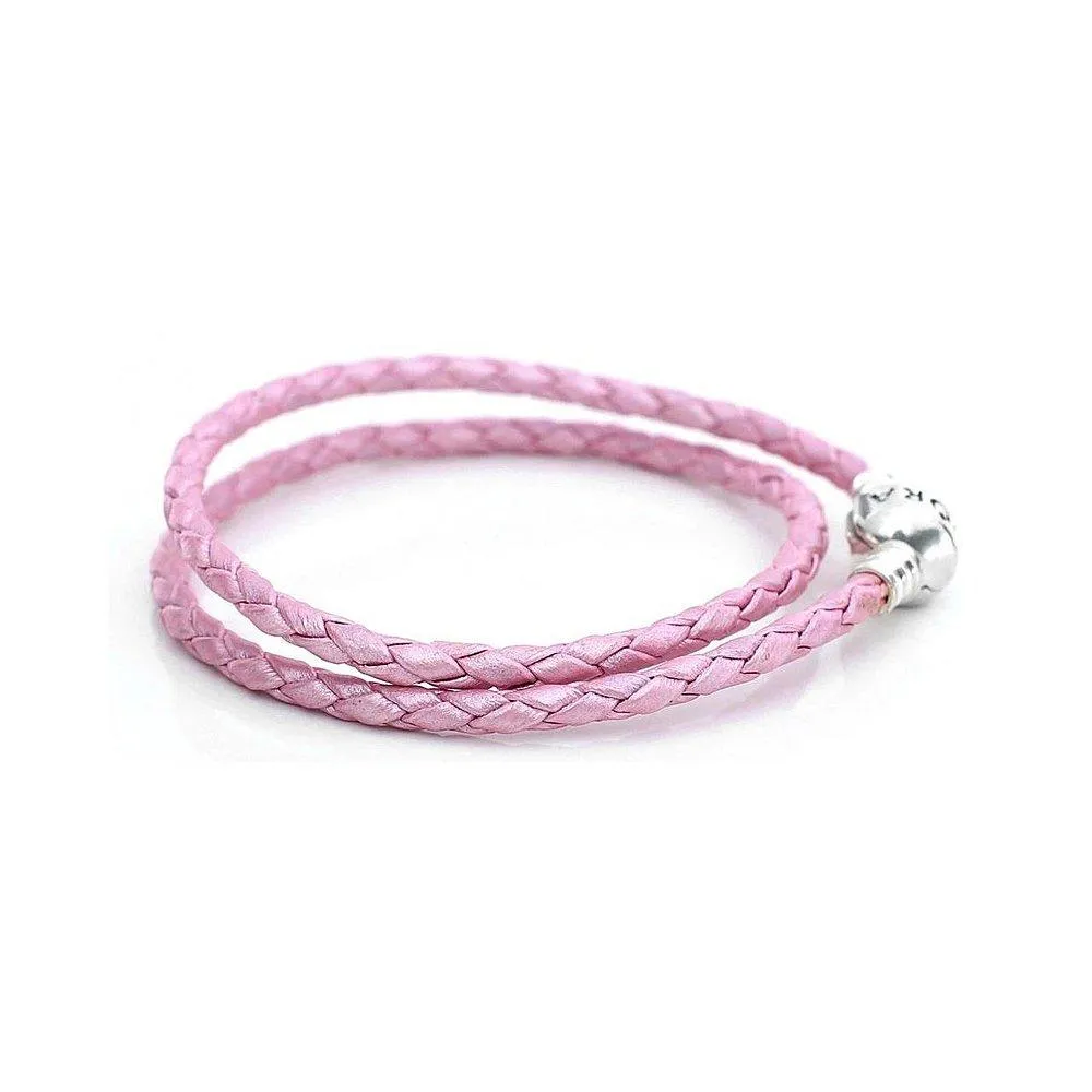 Pandora Moments Double Pink Leather Bracelet #590705CMP-D1 35cm