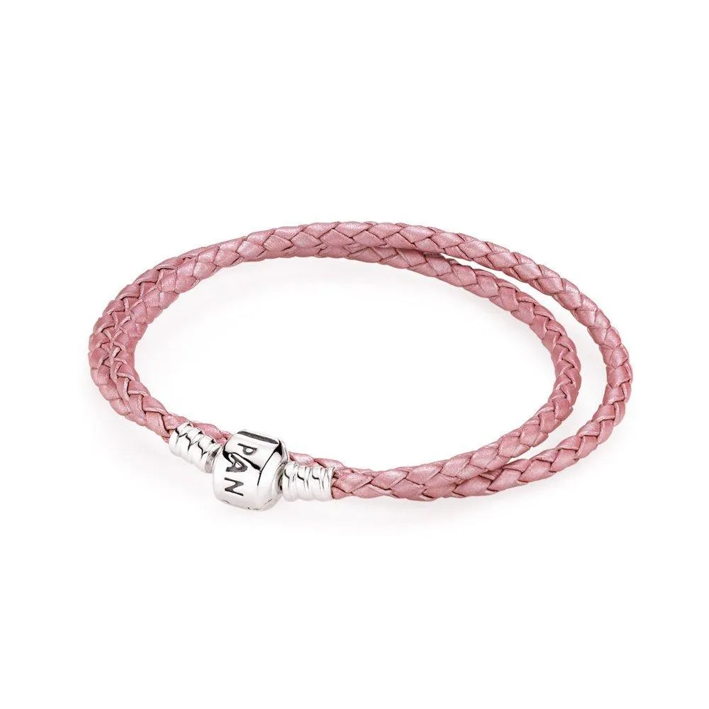 Pandora Moments Double Pink Leather Bracelet #590705CMP-D1 35cm