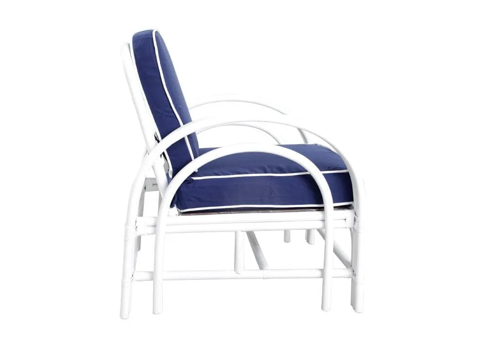 Pretzel Armchair - White with Blue Covers