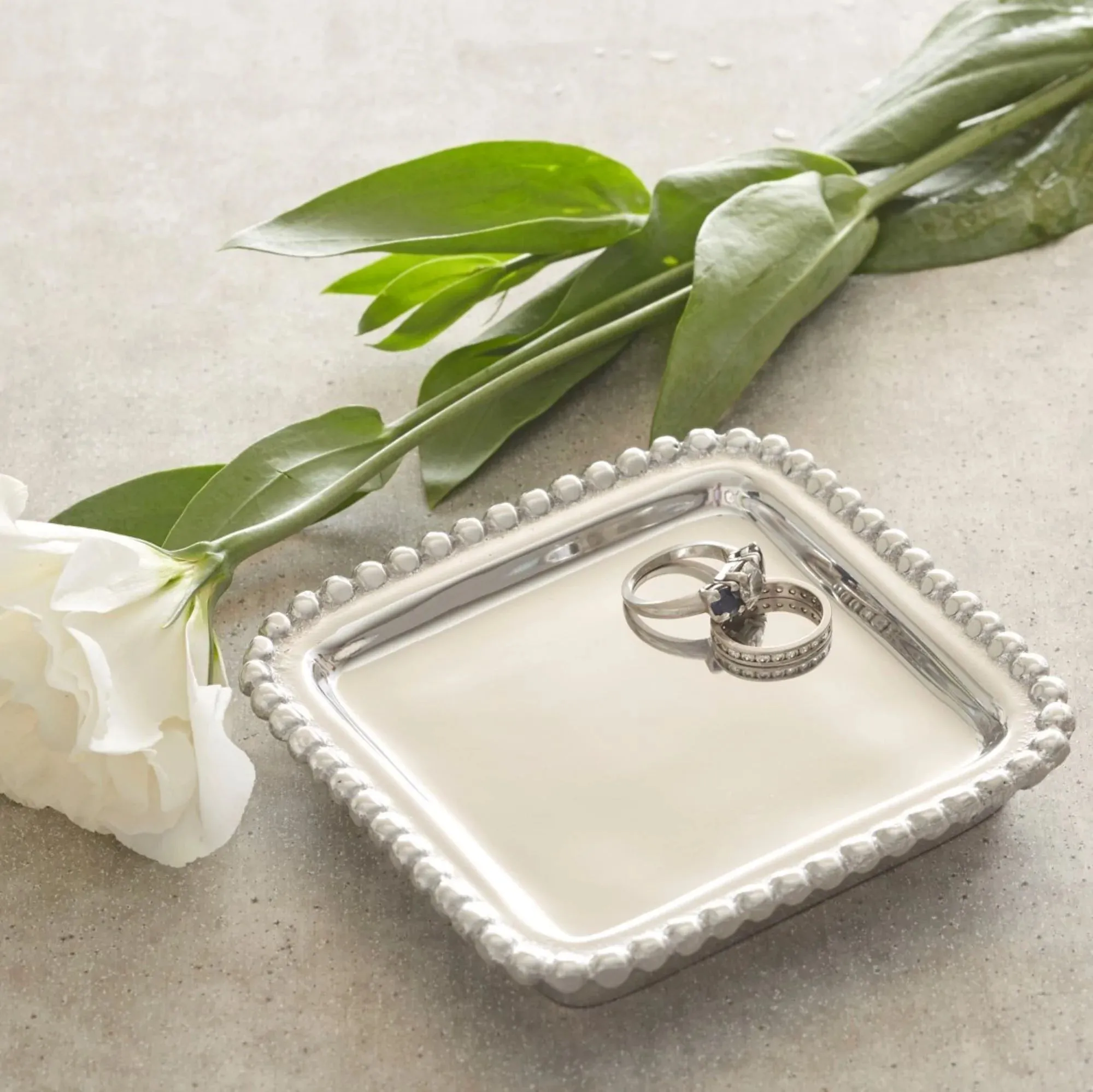 "I Do" Beaded Square Tray