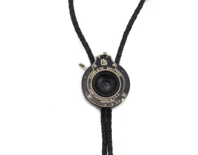 Rare Vintage Small Silver & Black Bolo Tie, Kodak Hawk-Eye Folding Camera, photographer gift, bola tie, shoestring necktie, gift for him