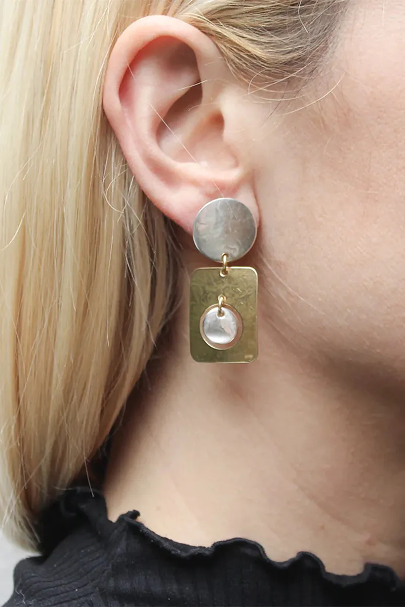 Rectangle Hang Disc Clip-On Earrings