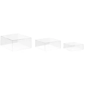 Red Co. Set of 3 (12", 10", 8") Square Cube Acrylic Display Nesting Risers with Hollow Bottoms