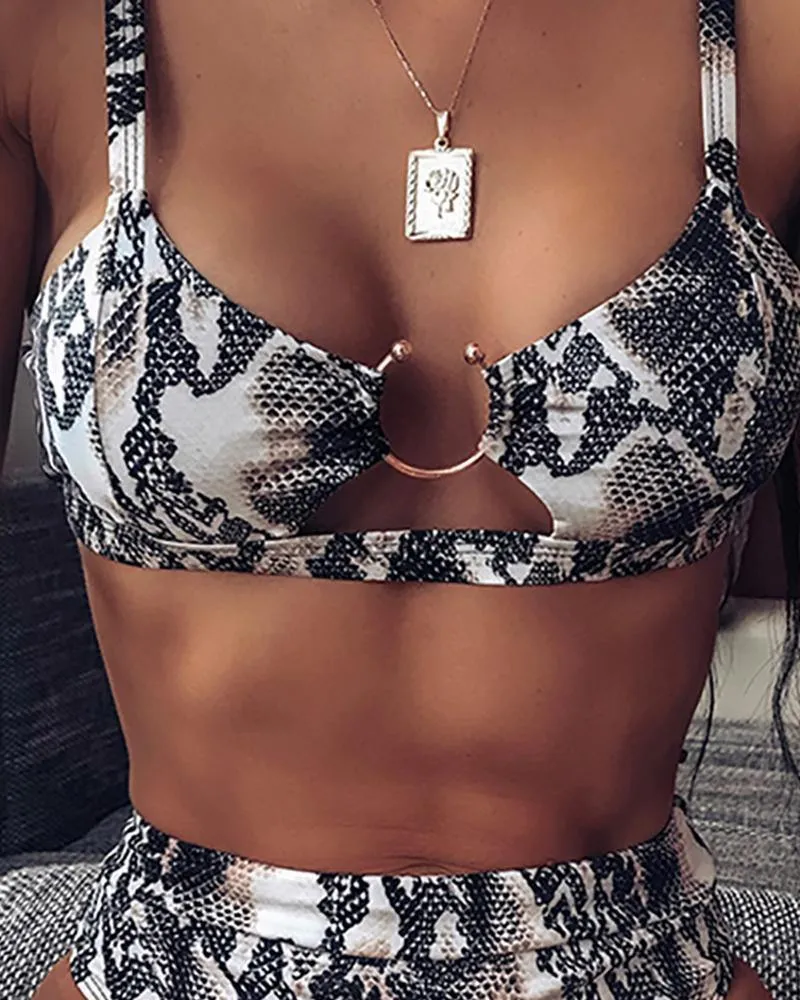 Ring Design High Waist Bikini Set