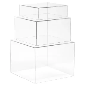 Set of 3 Acrylic Cube Display Nesting Risers with Hollow Bottoms