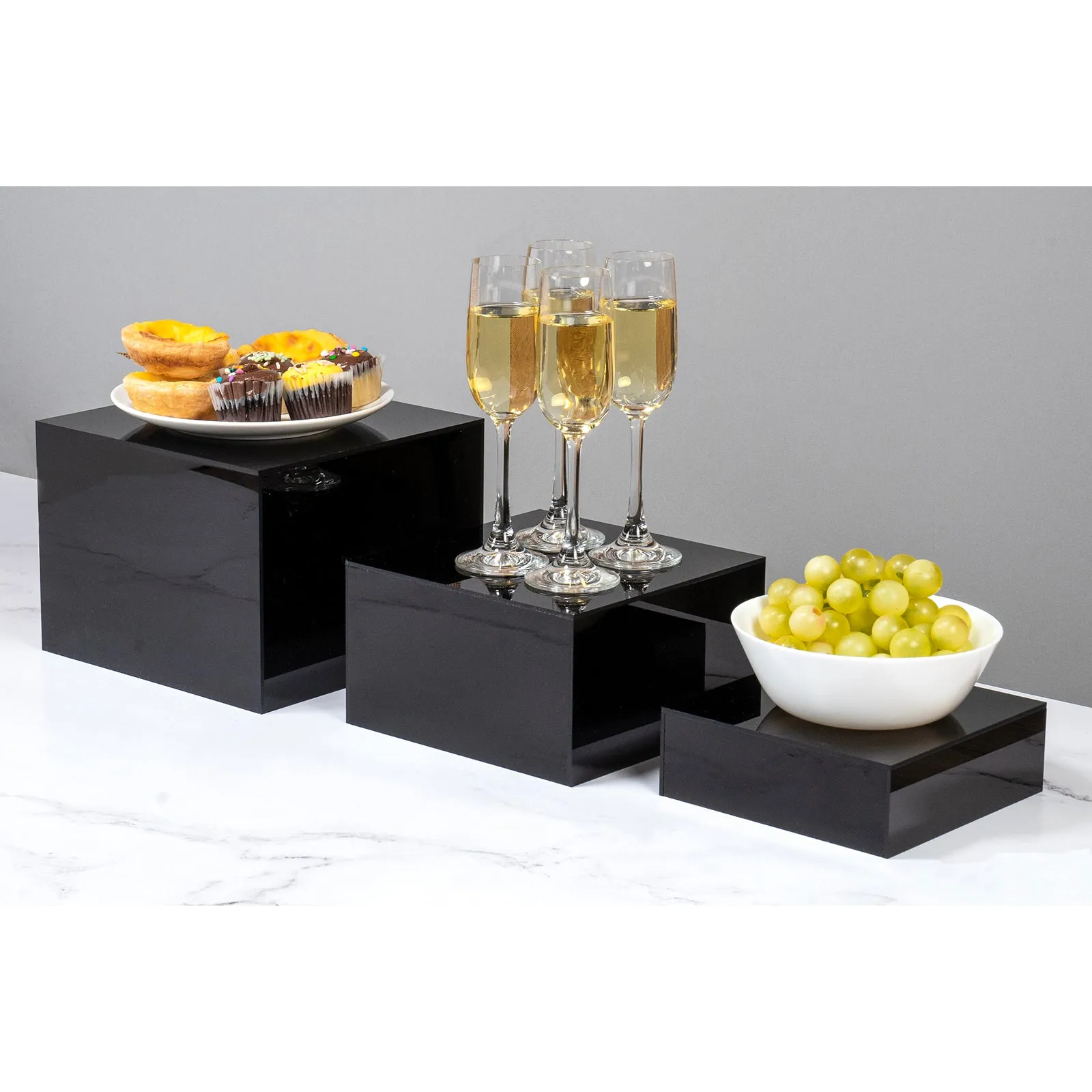 Set of 3 Acrylic Cube Display Nesting Risers with Hollow Bottoms