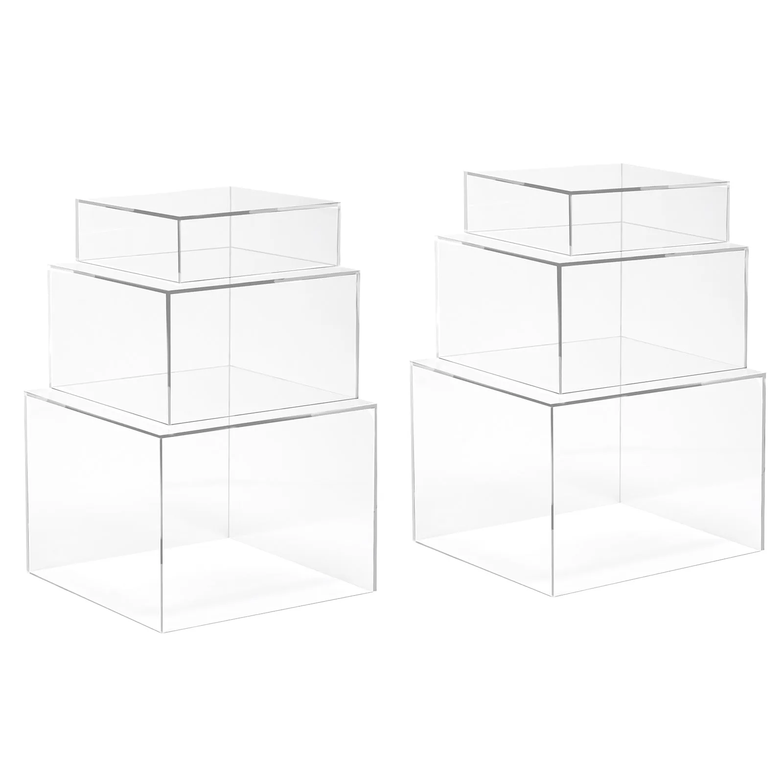 Set of 3 Acrylic Cube Display Nesting Risers with Hollow Bottoms