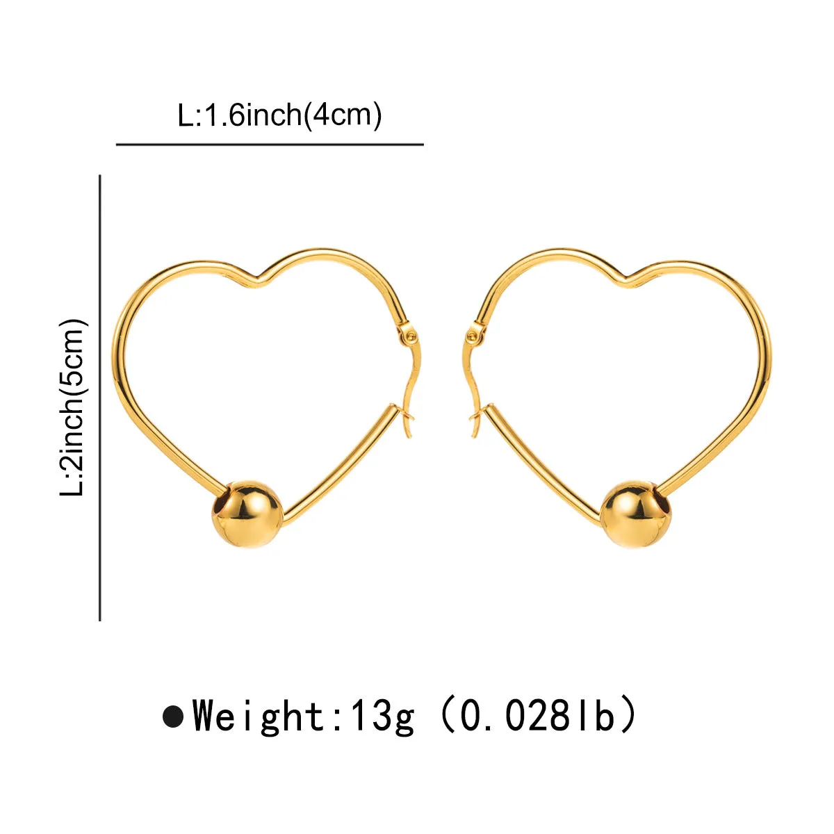 Stainless steel heart-shaped circular earrings