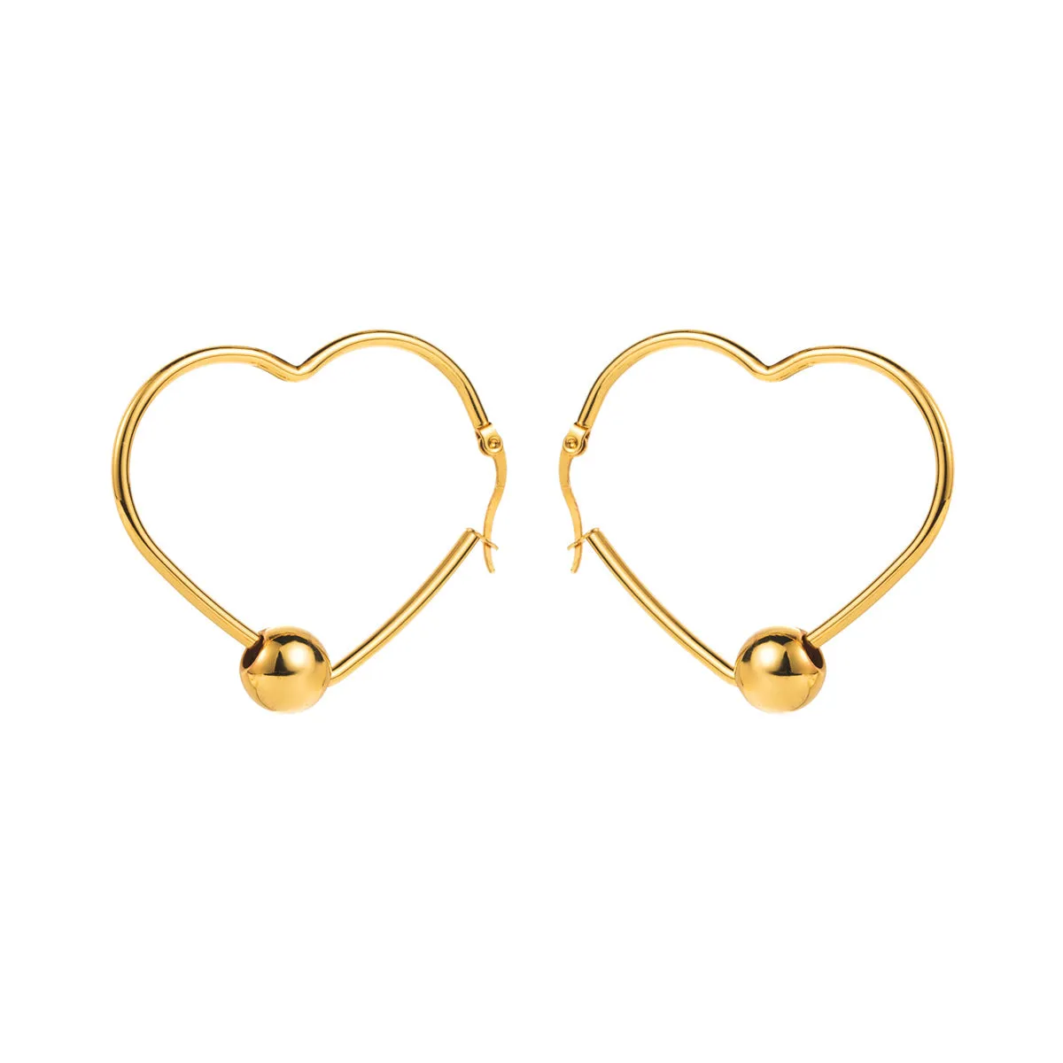 Stainless steel heart-shaped circular earrings