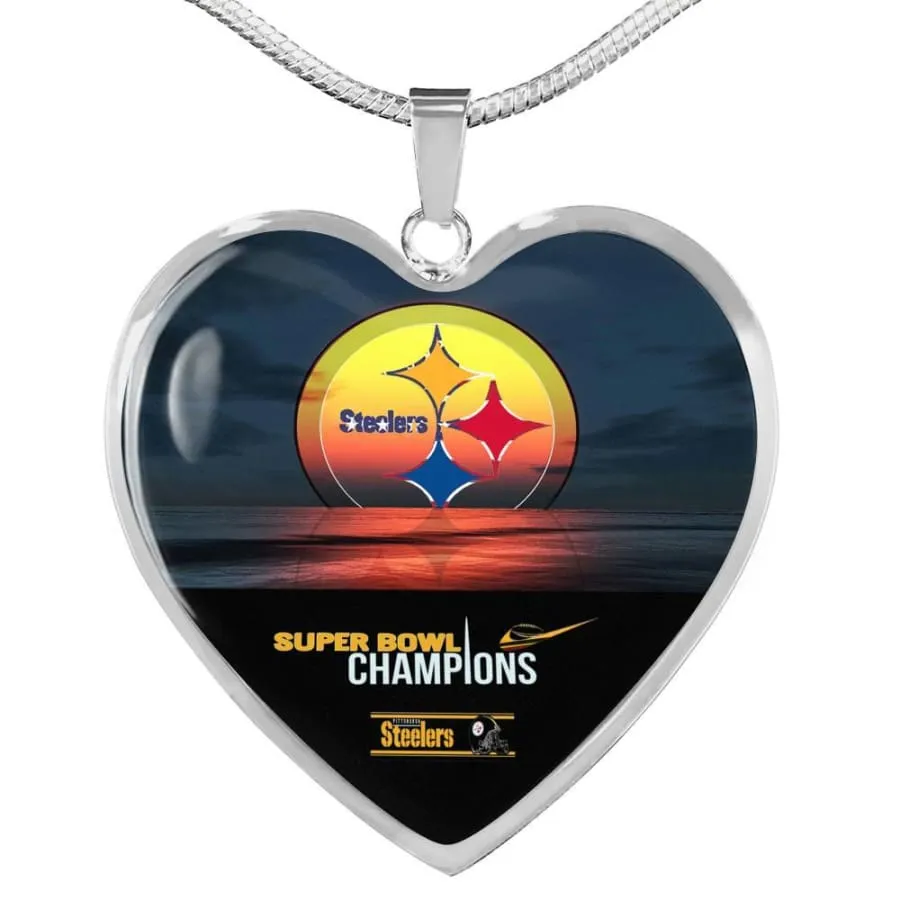 steelers Necklace Handcrafted| Nfl Pittsburgh steelers Super Bowl champs Engravable Jewelry (Stainless/Gold)