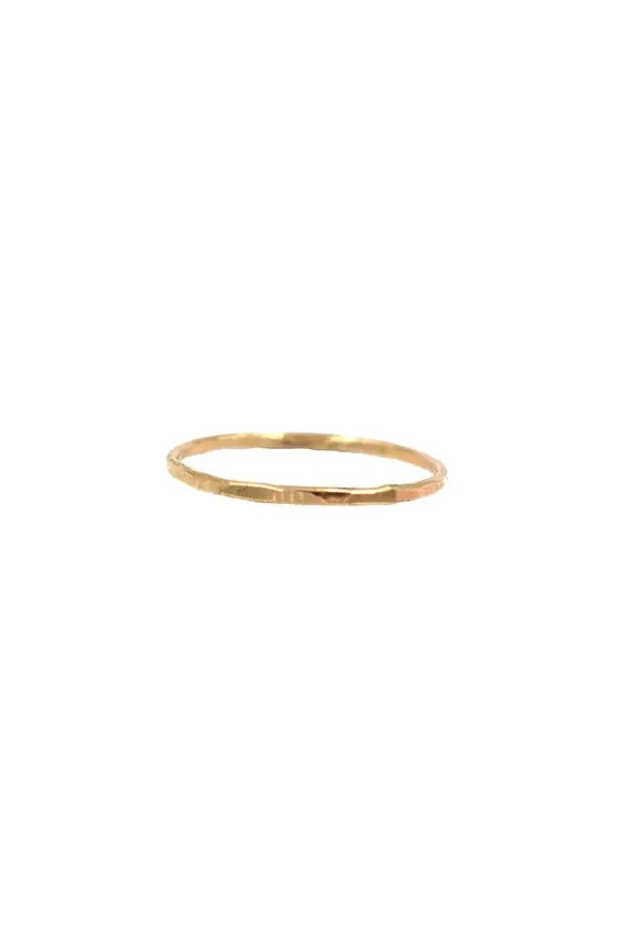 Thin Hammered Saros Ring - Gold Filled