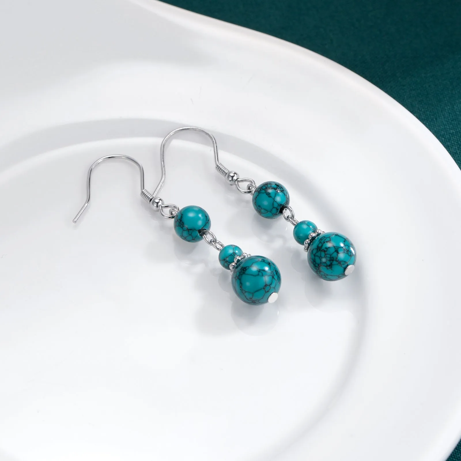 Turquoise Earrings for Women Sterling Silver Hooks Dangle Drop Earrings for Girls Gifts