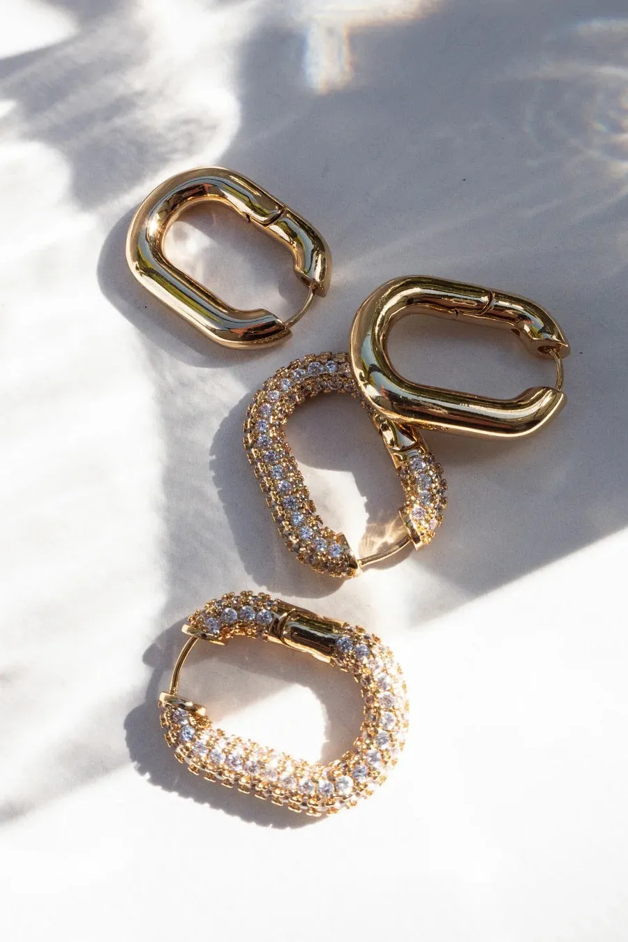 XL Pave Chain Link Hoops ~ Gold