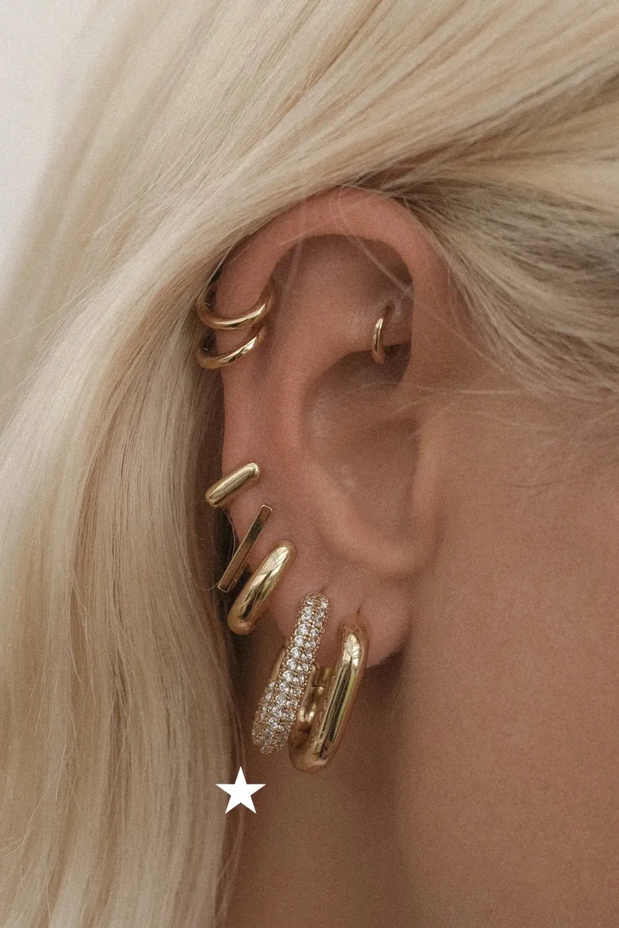 XL Pave Chain Link Hoops ~ Gold