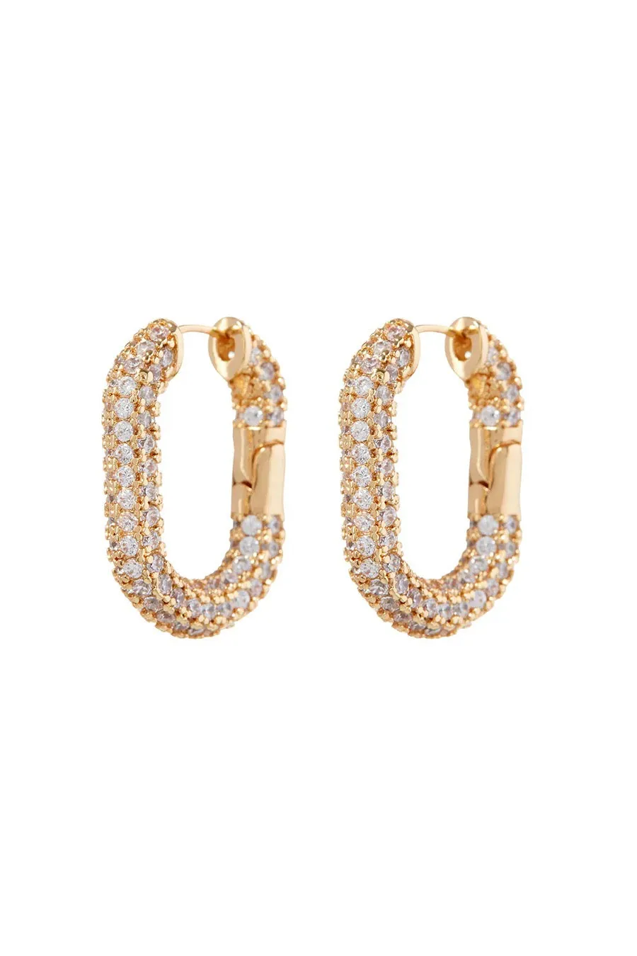 XL Pave Chain Link Hoops ~ Gold