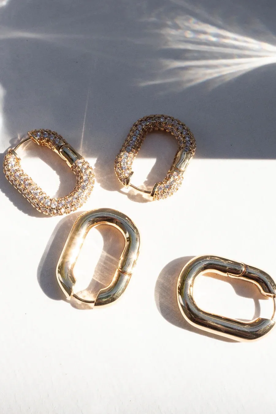 XL Pave Chain Link Hoops ~ Gold